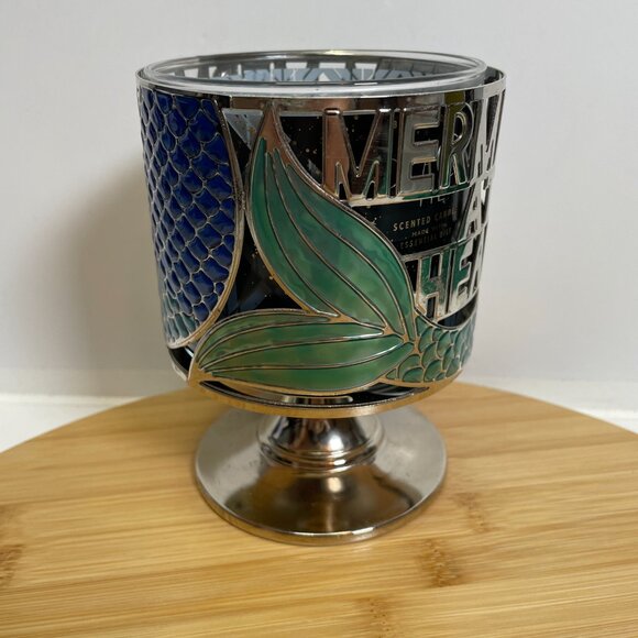 Bath & Body Works Mermaid At Heart Silver Metal 3 Wick Candle Holder Pedestal - Picture 2 of 7